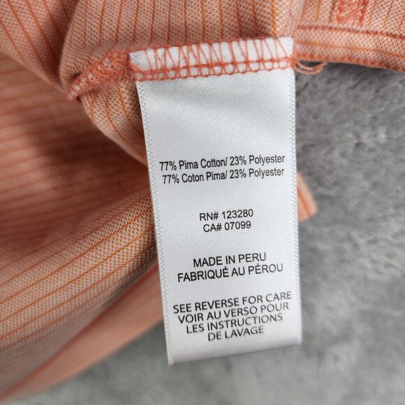 Mens TravisMathew Polo Shirt Orange Striped short sleeve Size L - Picture 6 of 13